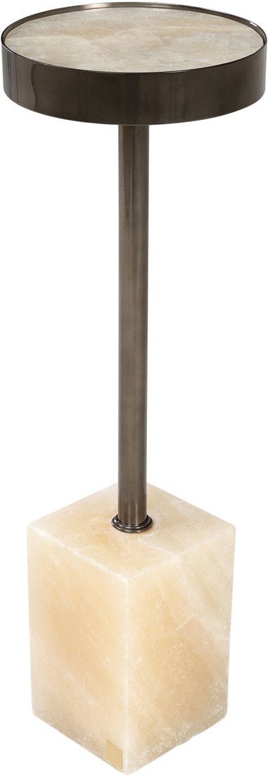 Table d'appoint en acier inoxydable noir et onyx 21x64cm Onp - Versmissen - The Cool Republic