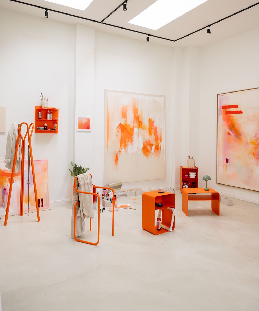 Table d'appoint en acier orange sprizz 60x40cm Cosmo - Metallbude - The Cool Republic