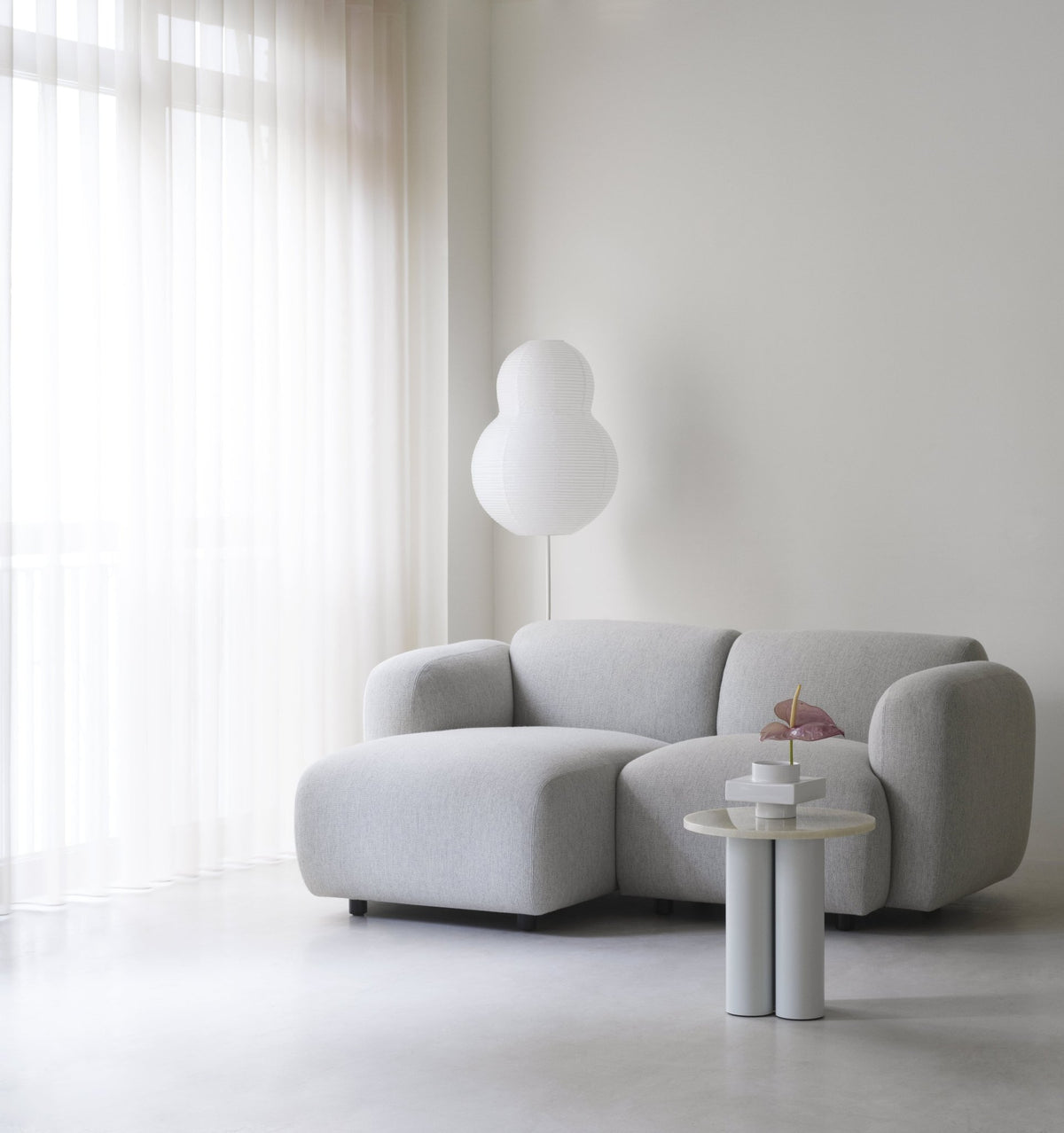 Side table in white sand steel and white carrara top 40 x 40 cm Dit - Normann Copenhagen - The Cool Republic