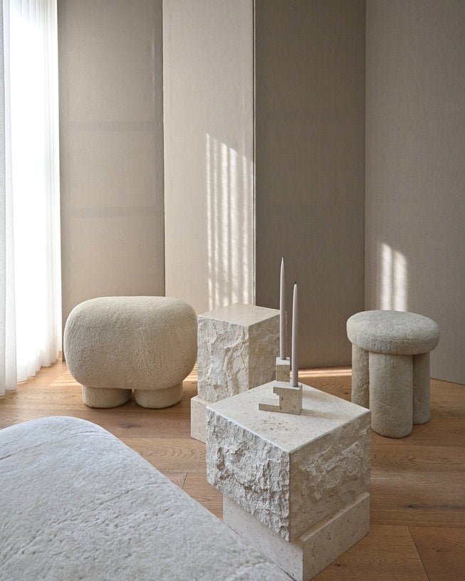 Table d'appoint en calcaire 33x32x50cm Temple - 101 COPENHAGEN - The Cool Republic