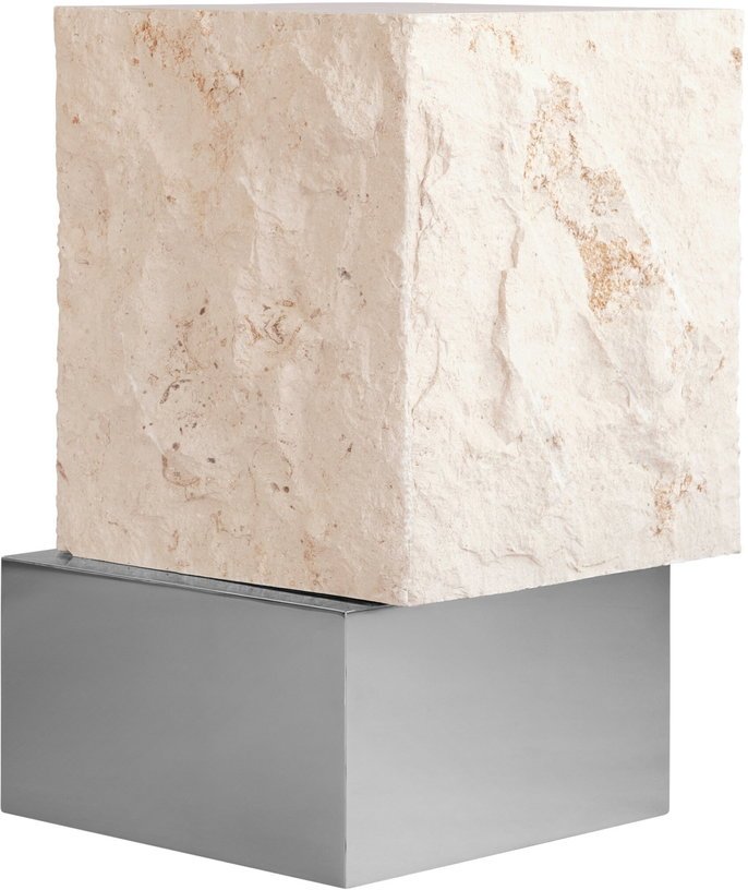 Table d'appoint en calcaire et acier chromé 33x32x50cm Temple - 101 COPENHAGEN - The Cool Republic