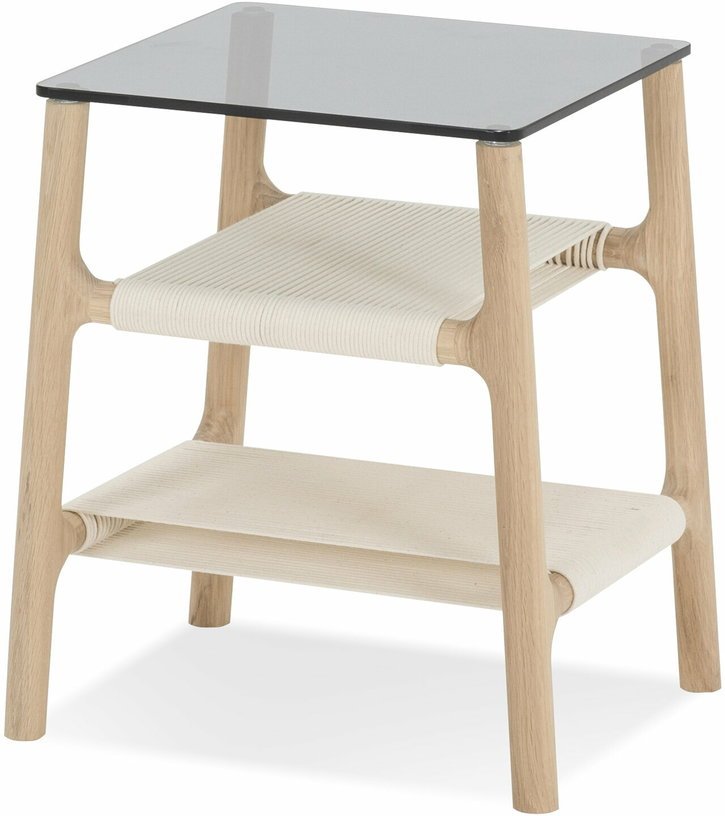 Table d'appoint en chêne blanchi huilé et verre trempé gris Fawn - Gazzda - The Cool Republic