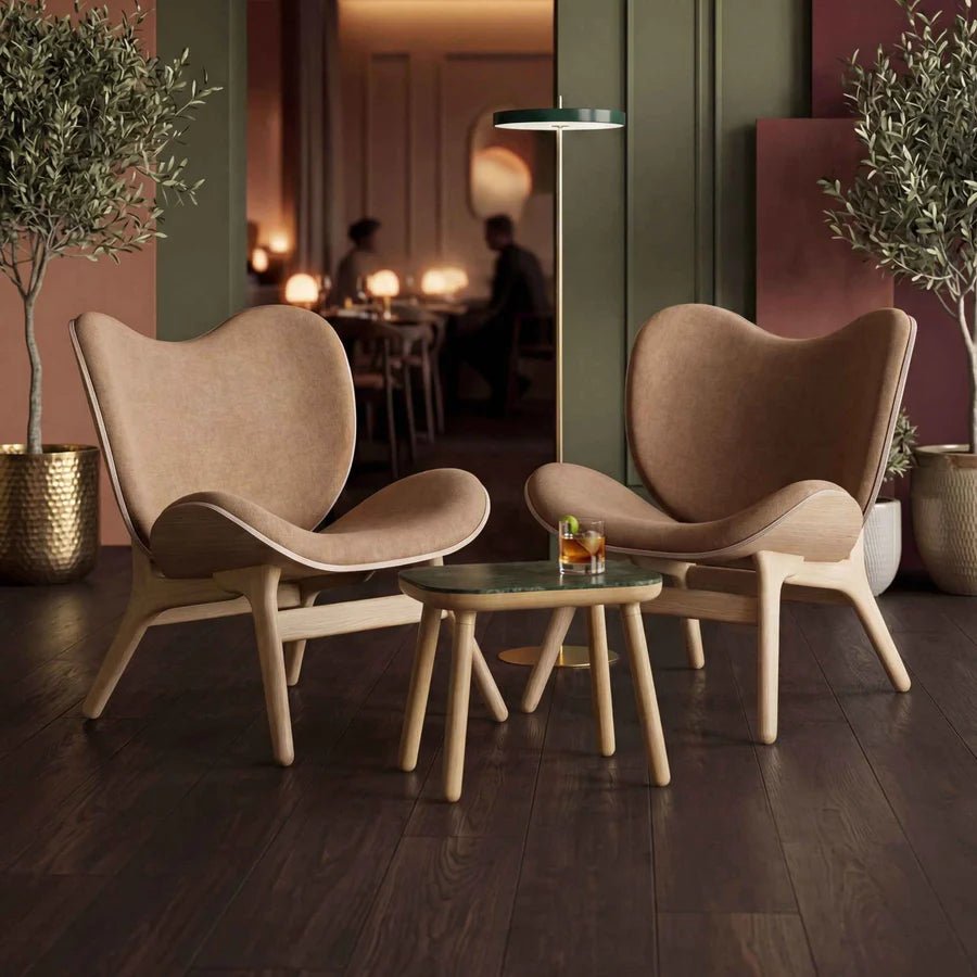 Table d'appoint en chêne et marbre vert 35x50x43cm Paff - Umage - The Cool Republic