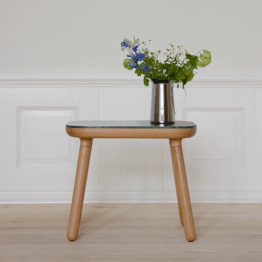Table d'appoint en chêne et marbre vert 35x50x43cm Paff - Umage - The Cool Republic