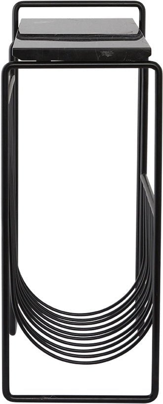 Table d'appoint en marbre avec porte revues en acier noir Sino - AYTM - The Cool Republic
