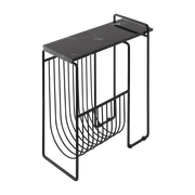 Table d'appoint en marbre avec porte revues en acier noir Sino - AYTM - The Cool Republic