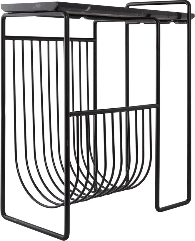 Table d'appoint en marbre avec porte revues en acier noir Sino - AYTM - The Cool Republic