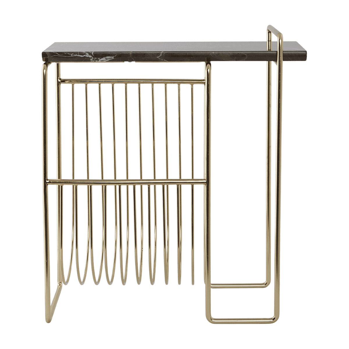 Table d'appoint en marbre noir avec porte revues en acier doré Sino - AYTM - The Cool Republic