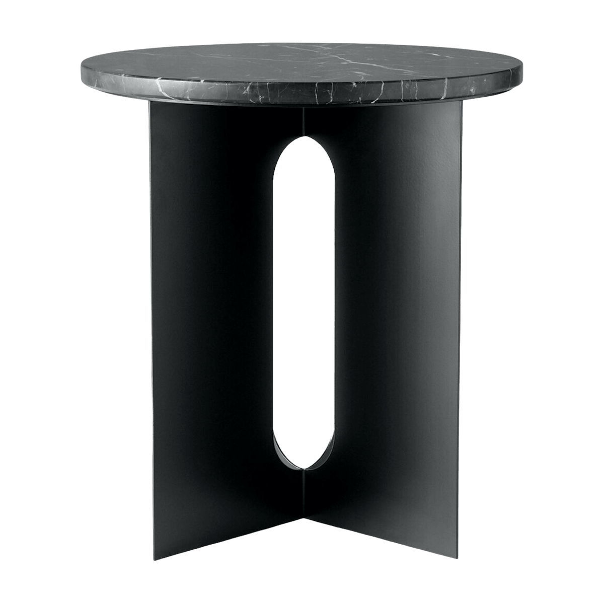 Table d'appoint en marbre noir et piètement en acier noir 42 cm Androgyne - Audo - The Cool Republic