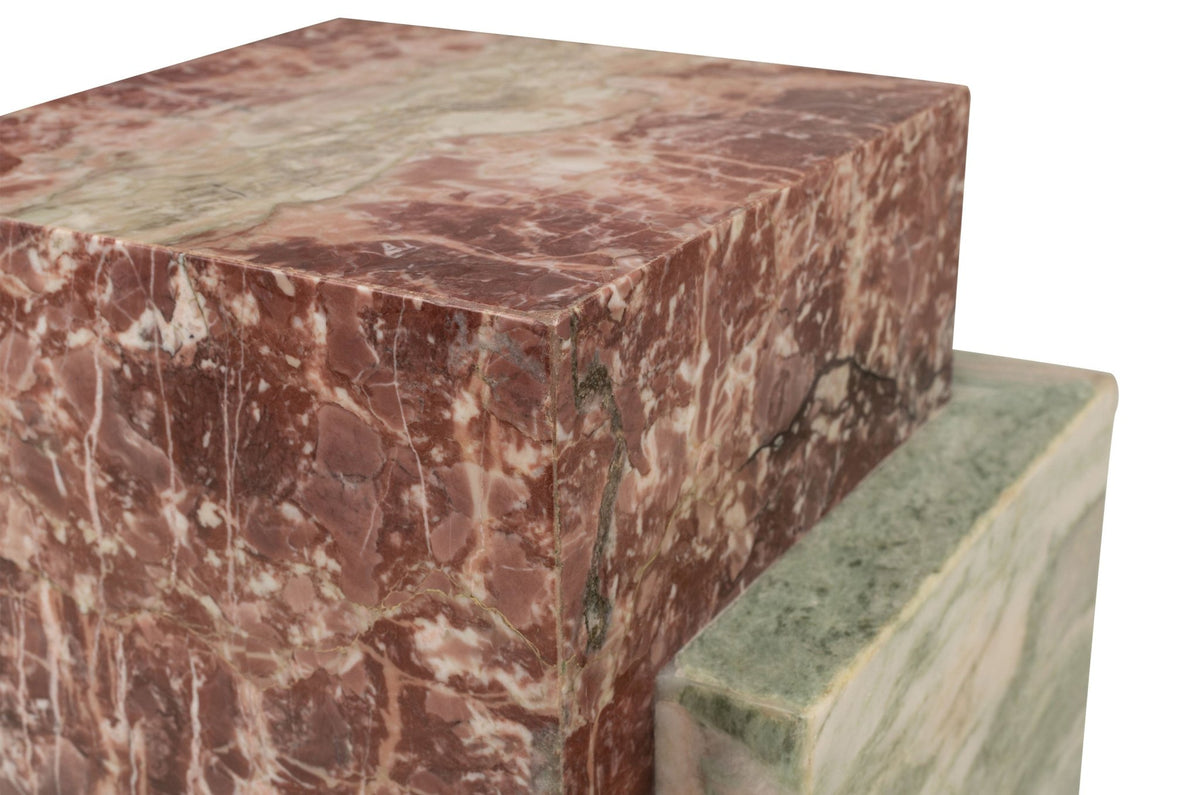 Table d'appoint en marbre rose et vert 35x51cm Blocq - Versmissen - The Cool Republic