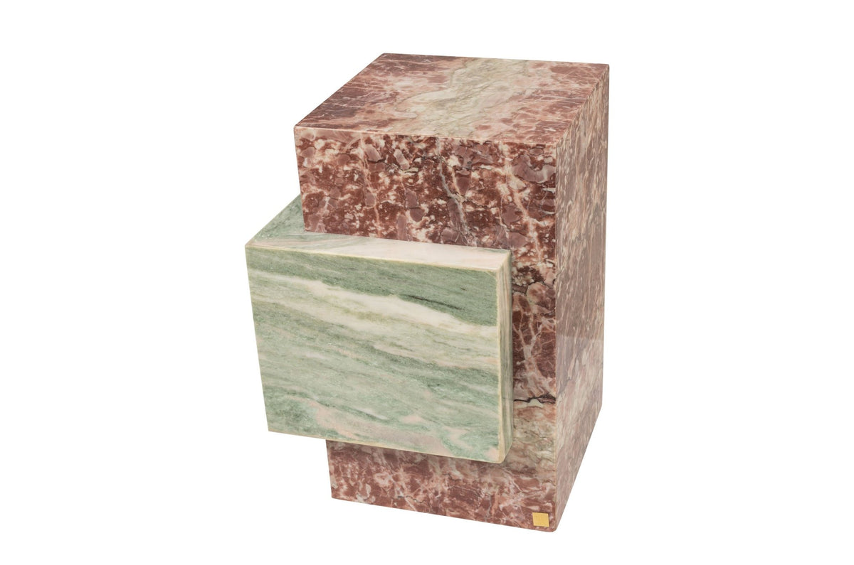 Table d'appoint en marbre rose et vert 35x51cm Blocq - Versmissen - The Cool Republic