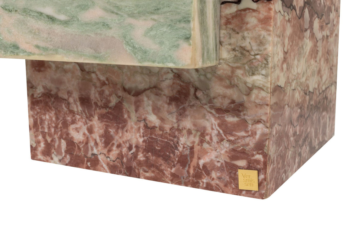 Table d'appoint en marbre rose et vert 35x51cm Blocq - Versmissen - The Cool Republic