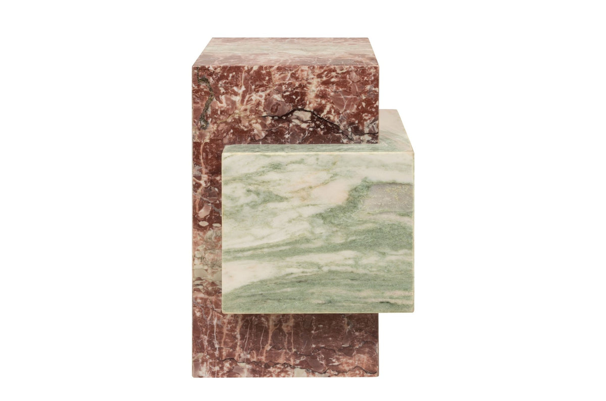 Table d'appoint en marbre rose et vert 35x51cm Blocq - Versmissen - The Cool Republic