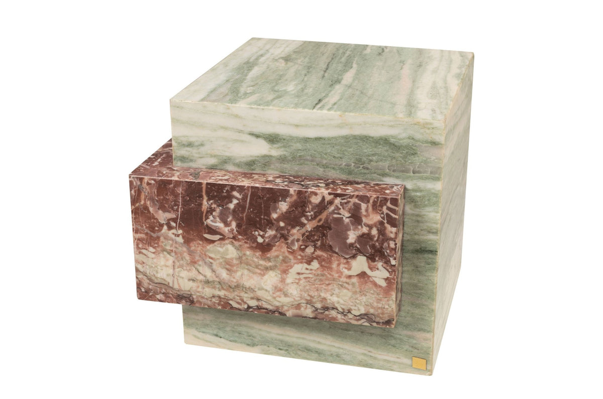 Table d'appoint en marbre vert et rose 45x41cm Blocq - Versmissen - The Cool Republic