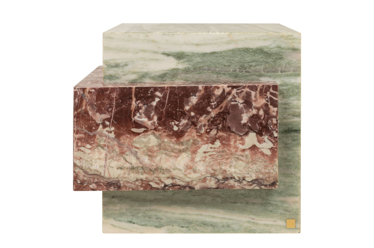 Table d'appoint en marbre vert et rose 45x41cm Blocq - Versmissen - The Cool Republic