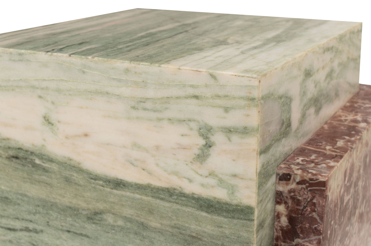 Table d'appoint en marbre vert et rose 45x41cm Blocq - Versmissen - The Cool Republic