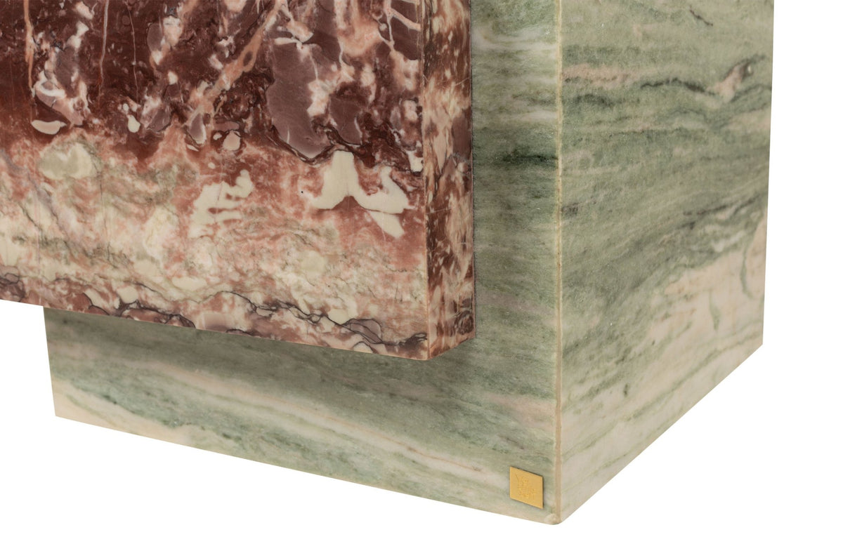 Table d'appoint en marbre vert et rose 45x41cm Blocq - Versmissen - The Cool Republic