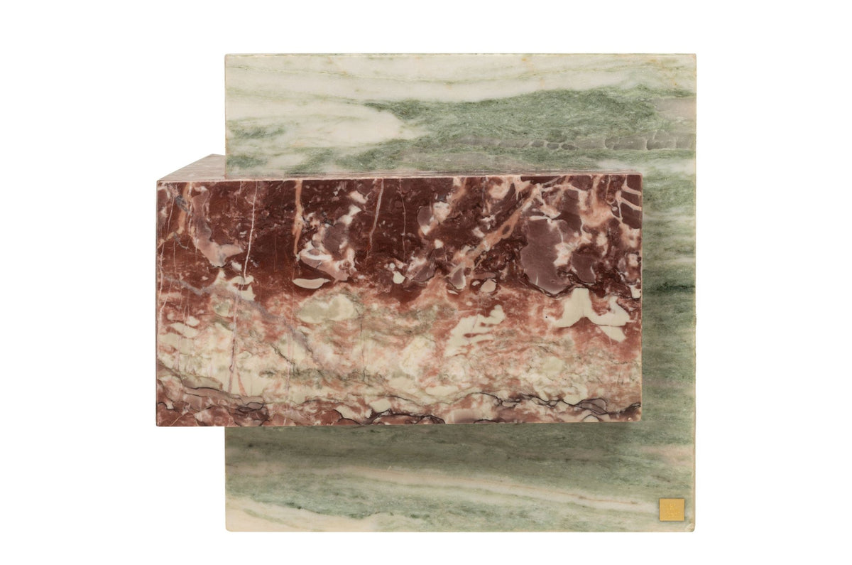 Table d'appoint en marbre vert et rose 45x41cm Blocq - Versmissen - The Cool Republic
