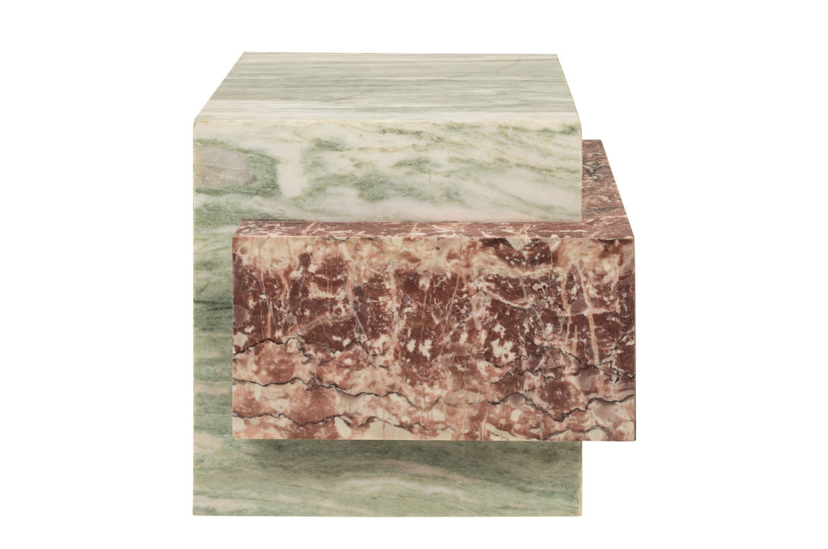 Table d'appoint en marbre vert et rose 45x41cm Blocq - Versmissen - The Cool Republic