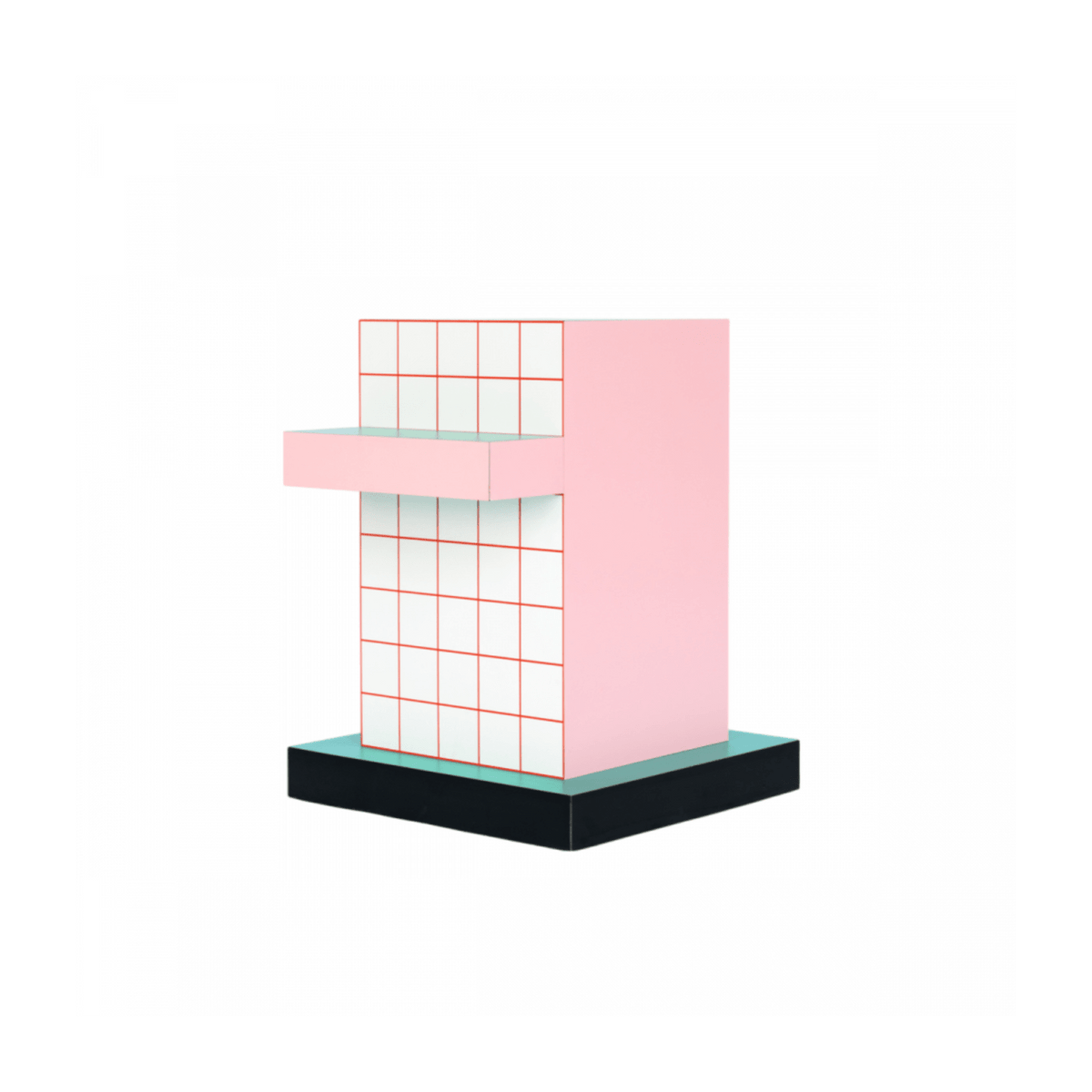 Table d'appoint en mdf et bois 42,3x42x54,6cm Superside red grid - Seletti - The Cool Republic