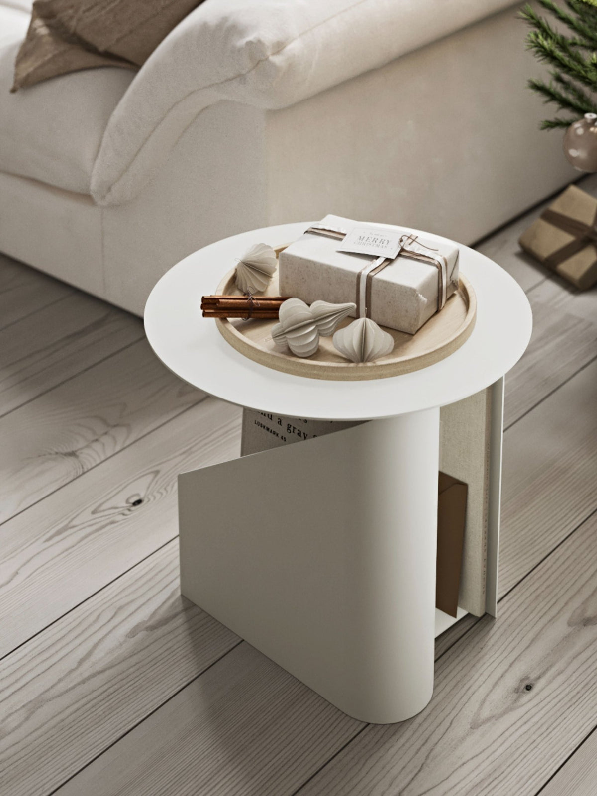 Table d’appoint en métal gris chaud 36x40cm Sentrum - Woud - The Cool Republic