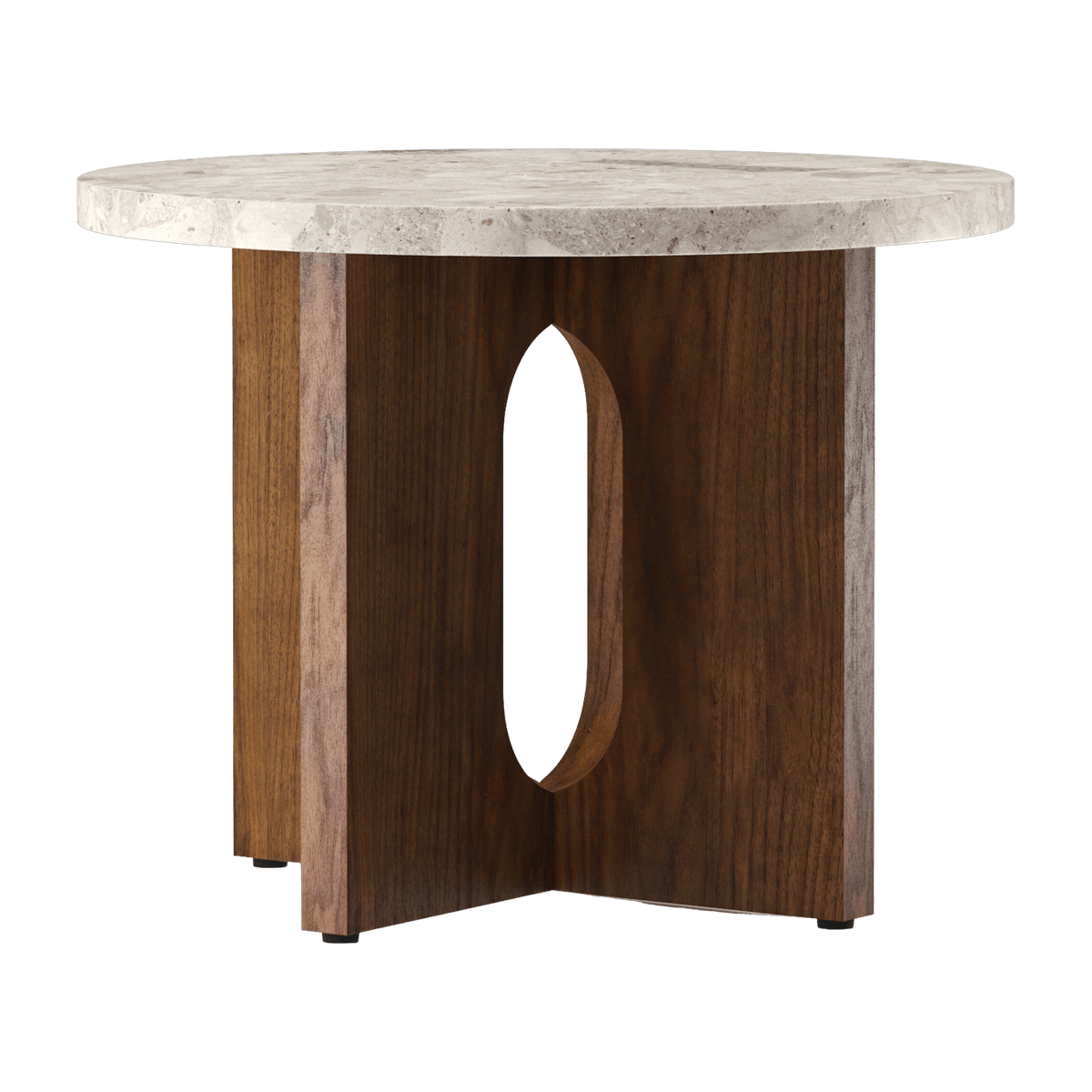 Table d'appoint en noyer et marbre kunis breccia 40 x 50 cm Androgyne - Audo - The Cool Republic