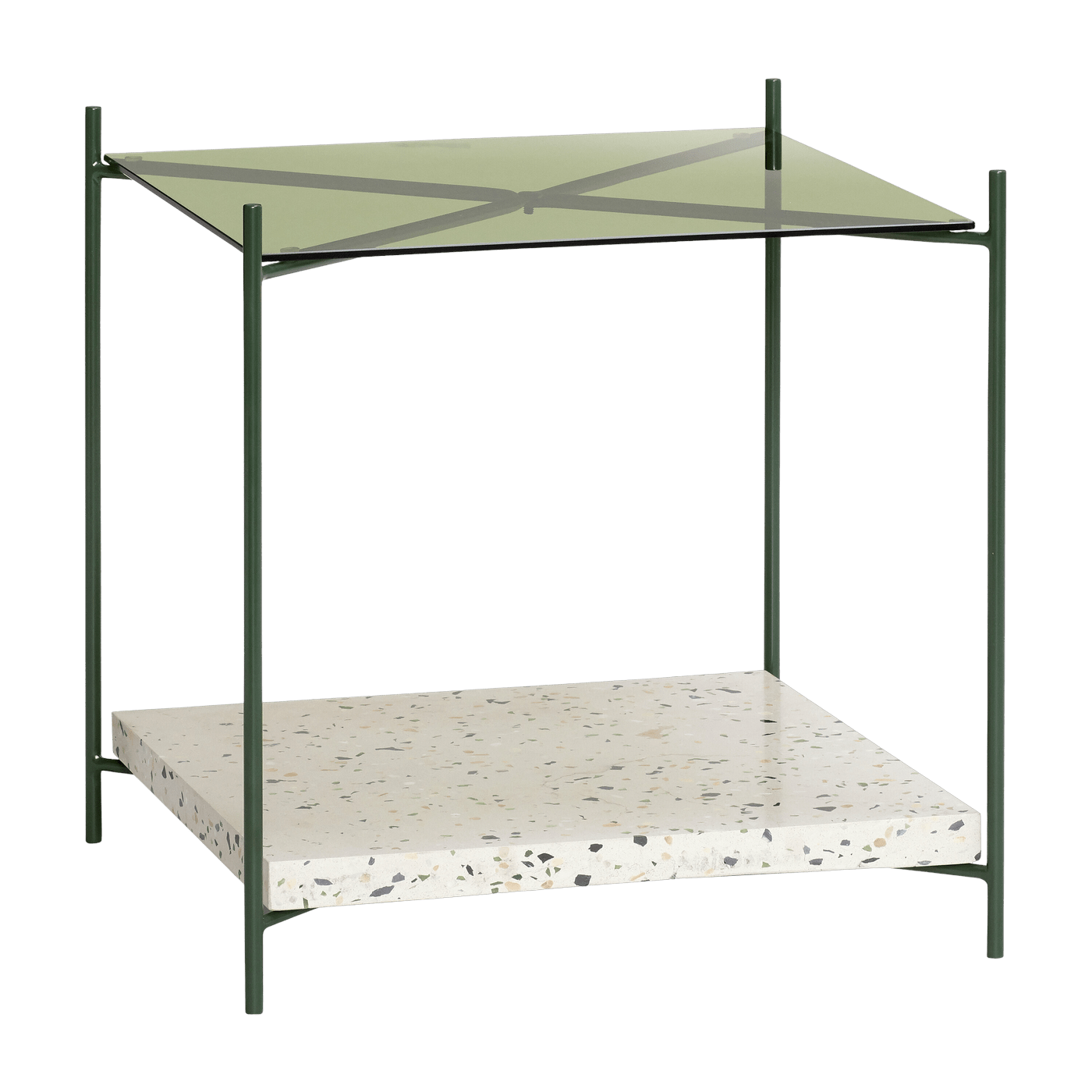 Table d'appoint en terrazzo et verre vert Niche - Hübsch - The Cool Republic