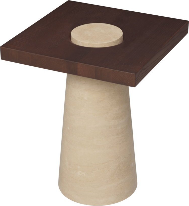Table d'appoint en travertin et frêne carbonisé 40x50cm Grova - Ferm living - The Cool Republic