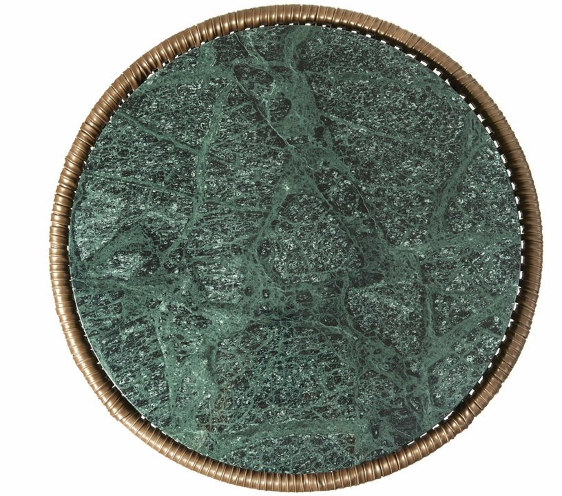 Table d'appoint kaki plateau en marbre vert Caribe chic - Ames - The Cool Republic