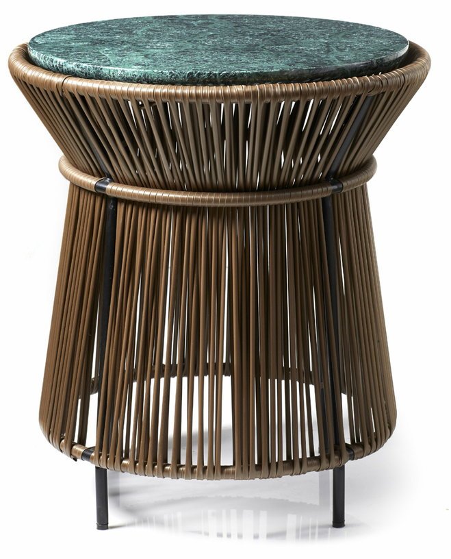 Table d'appoint kaki plateau en marbre vert Caribe chic - Ames - The Cool Republic