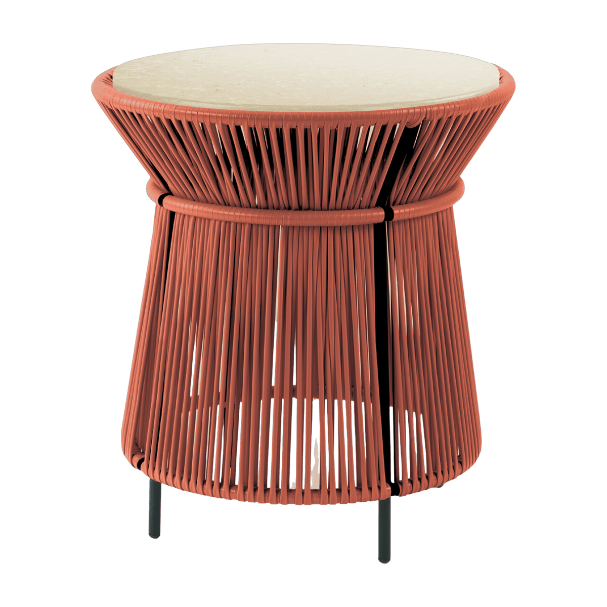 Table d'appoint marron plateau en marbre crème Caribe chic - Ames - The Cool Republic