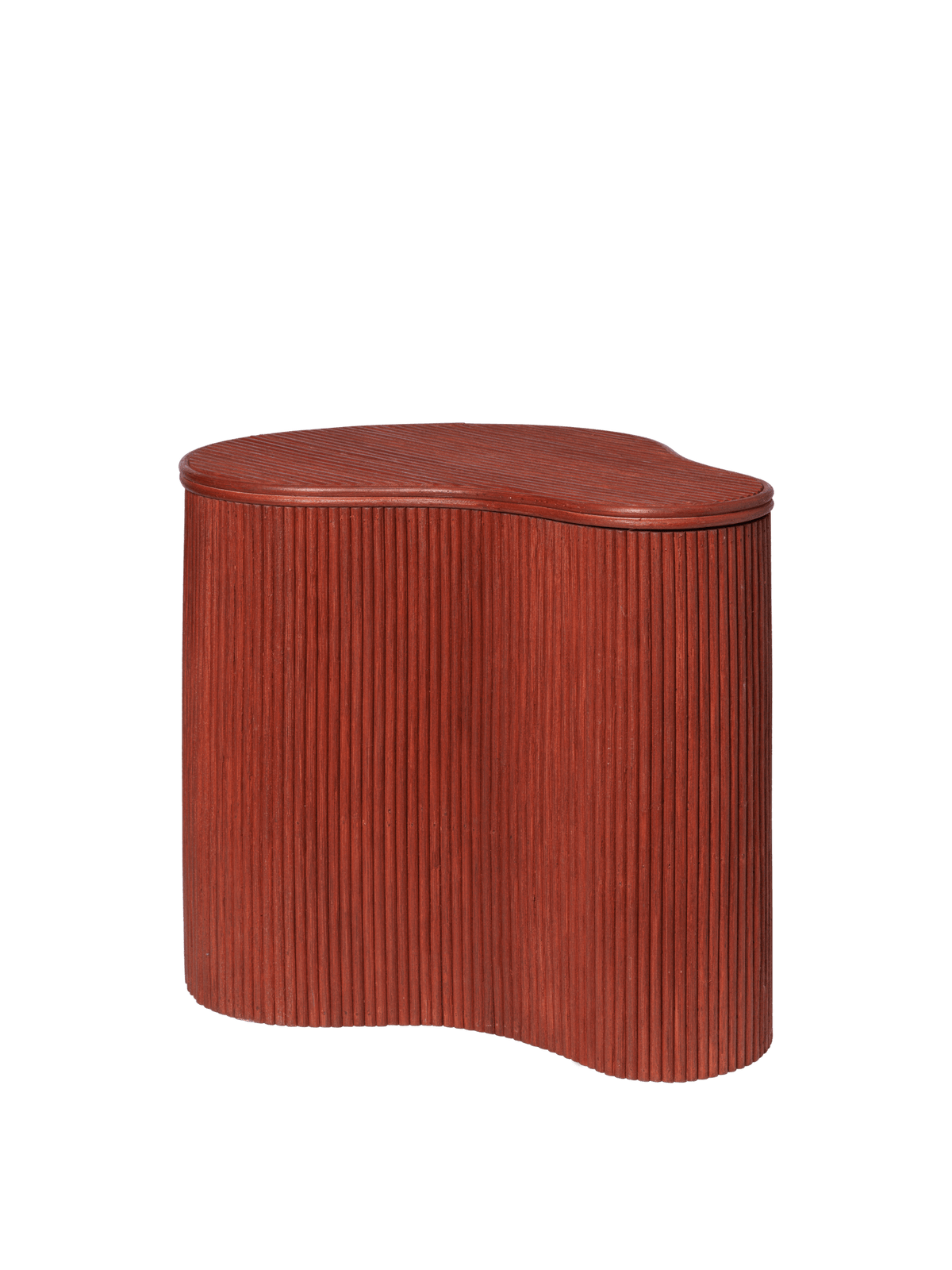 Table d'appoint organique avec rangement en rotin et bois rouge oxydé 50 x 35 x 46 cm Isola - Ferm Living - The Cool Republic