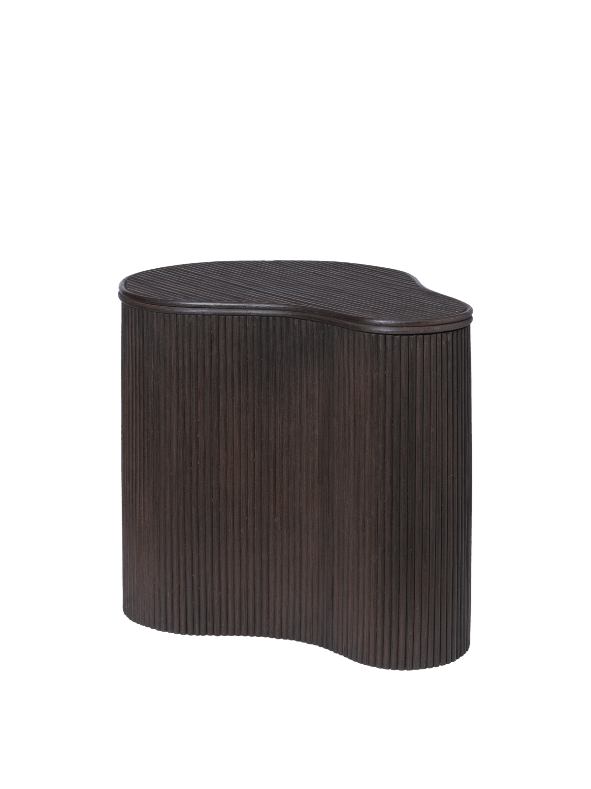 Table d'appoint organique avec rangement en rotin et bois teinté foncé 50 x 35 x 46 cm Isola - Ferm Living - The Cool Republic