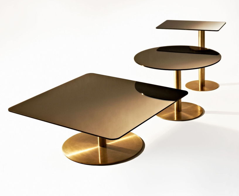 Table d'appoint rectangle en fer plaqué laiton et en verre cuivré Flash - Tom Dixon - The Cool Republic