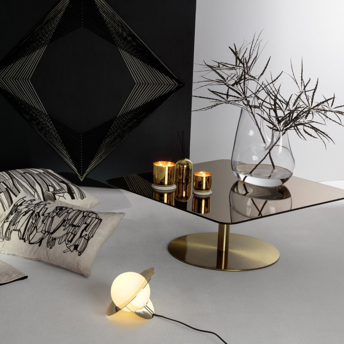 Table d'appoint rectangle en fer plaqué laiton et en verre cuivré Flash - Tom Dixon - The Cool Republic