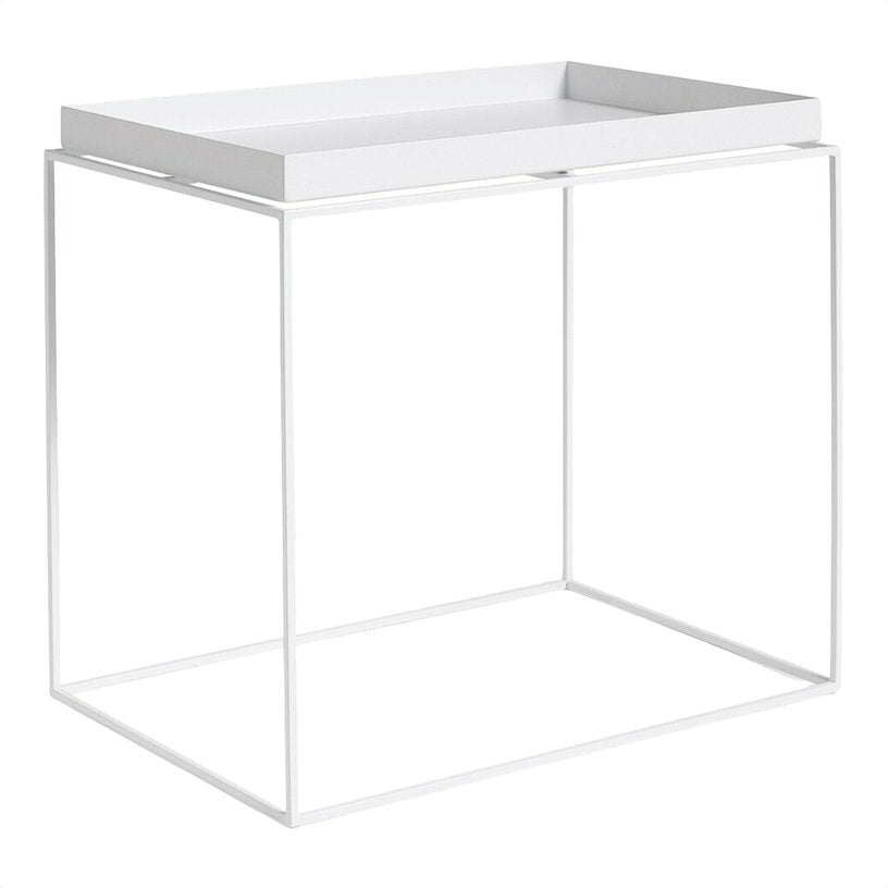 Table d'appoint rectangulaire en métal blanc 40 x 60 x 54 cm Tray - HAY - The Cool Republic