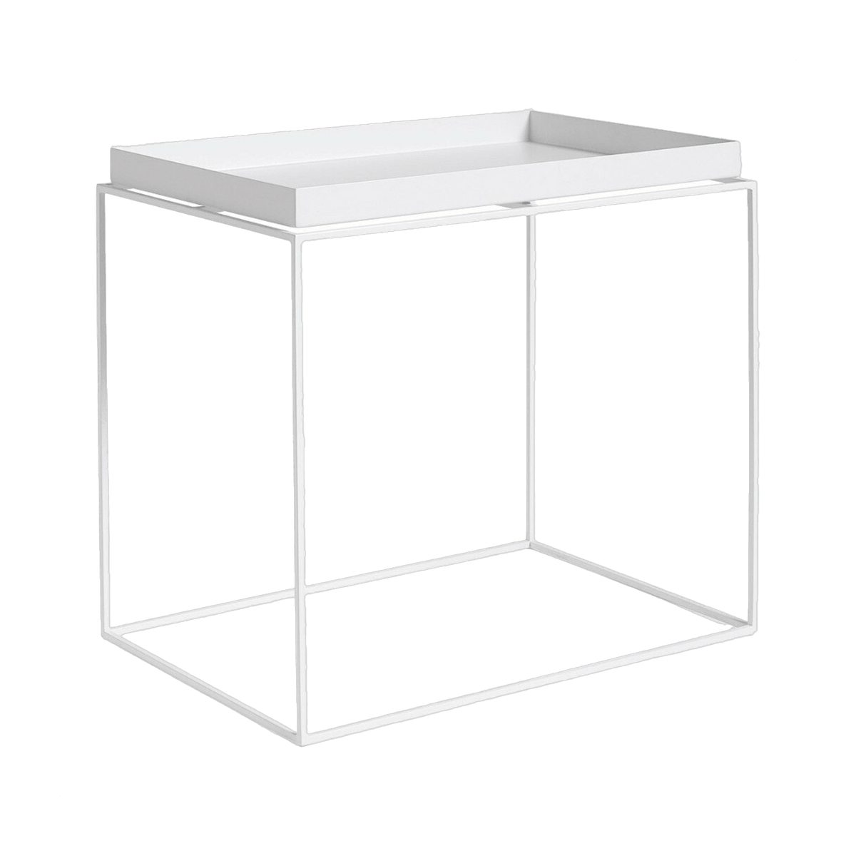 Table d'appoint rectangulaire en métal blanc 40 x 60 x 54 cm Tray - HAY - The Cool Republic
