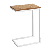 Table d'appoint rectangulaire en métal blanc et plateau chêne Lupe - Custom Form - The Cool Republic