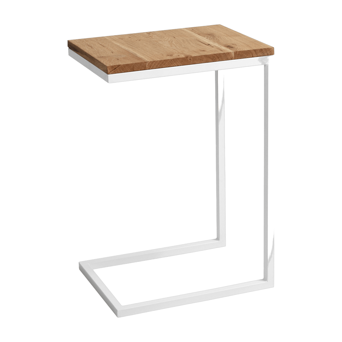 Table d'appoint rectangulaire en métal blanc et plateau chêne Lupe - Custom Form - The Cool Republic
