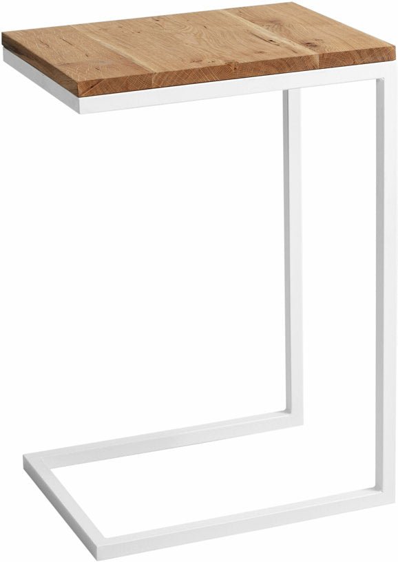 Table d'appoint rectangulaire en métal blanc et plateau chêne Lupe - Custom Form - The Cool Republic