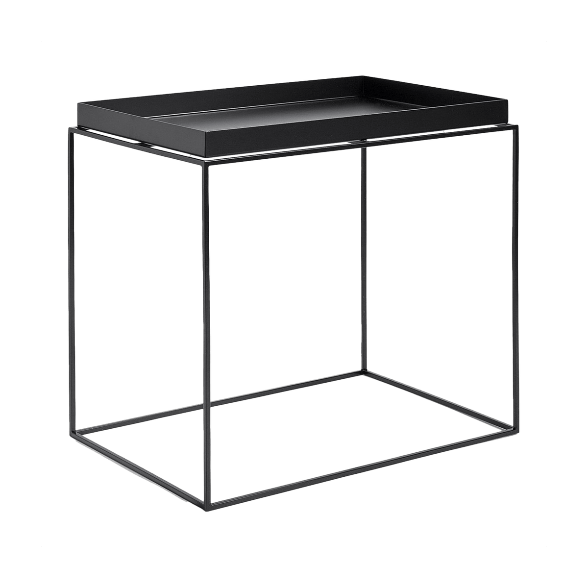 Table d'appoint rectangulaire en métal noir 40 x 60 x 54 cm Tray - HAY - The Cool Republic