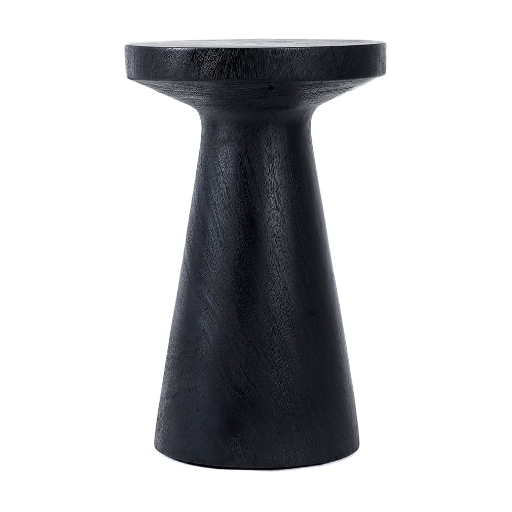 Table d'appoint ronde en bois de suar massif noir 40x40x60cm Fiji - Bazar Bizar - The Cool Republic