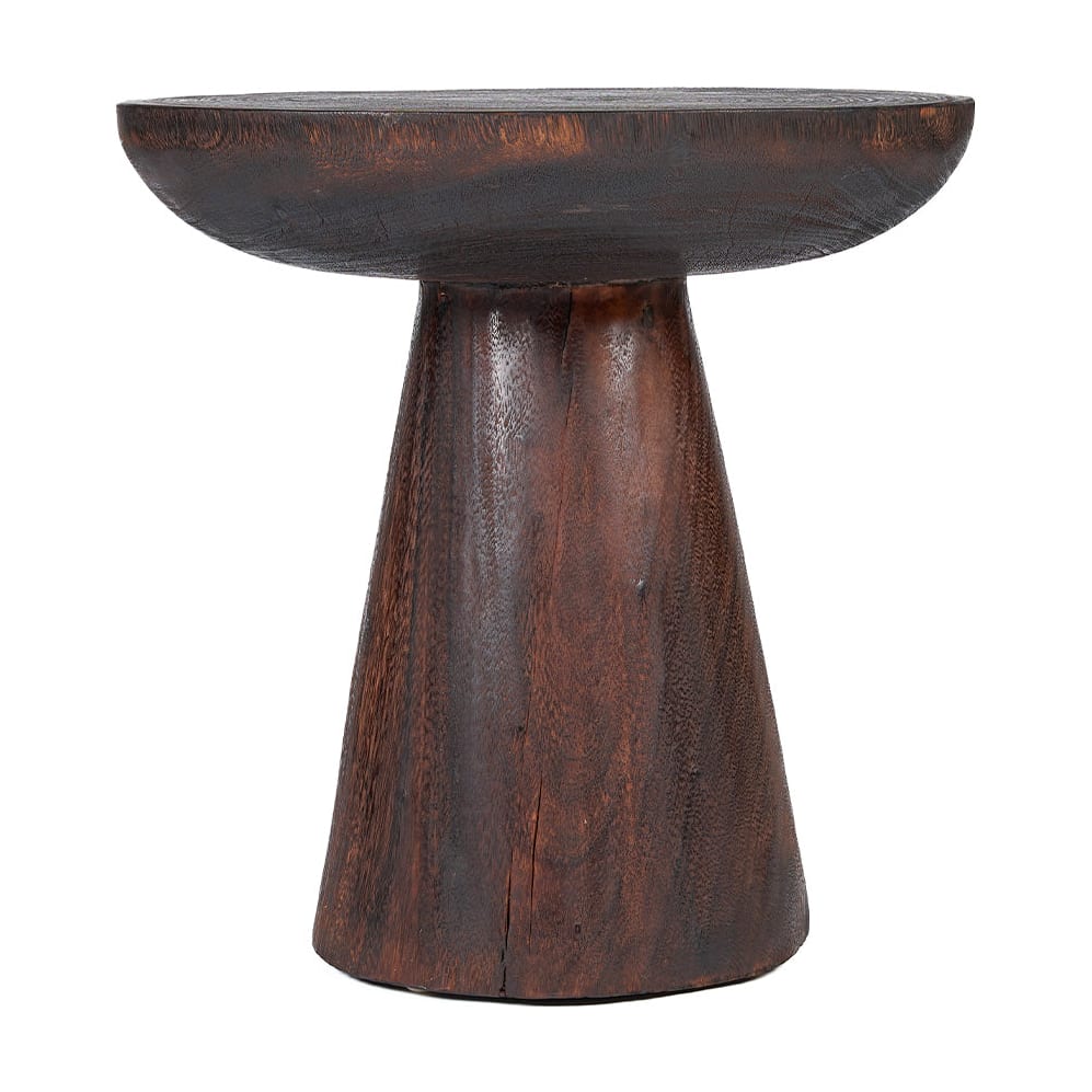 Table d'appoint ronde en bois marron foncé 50x50x50cm Cone Alone - Bazar Bizar - The Cool Republic