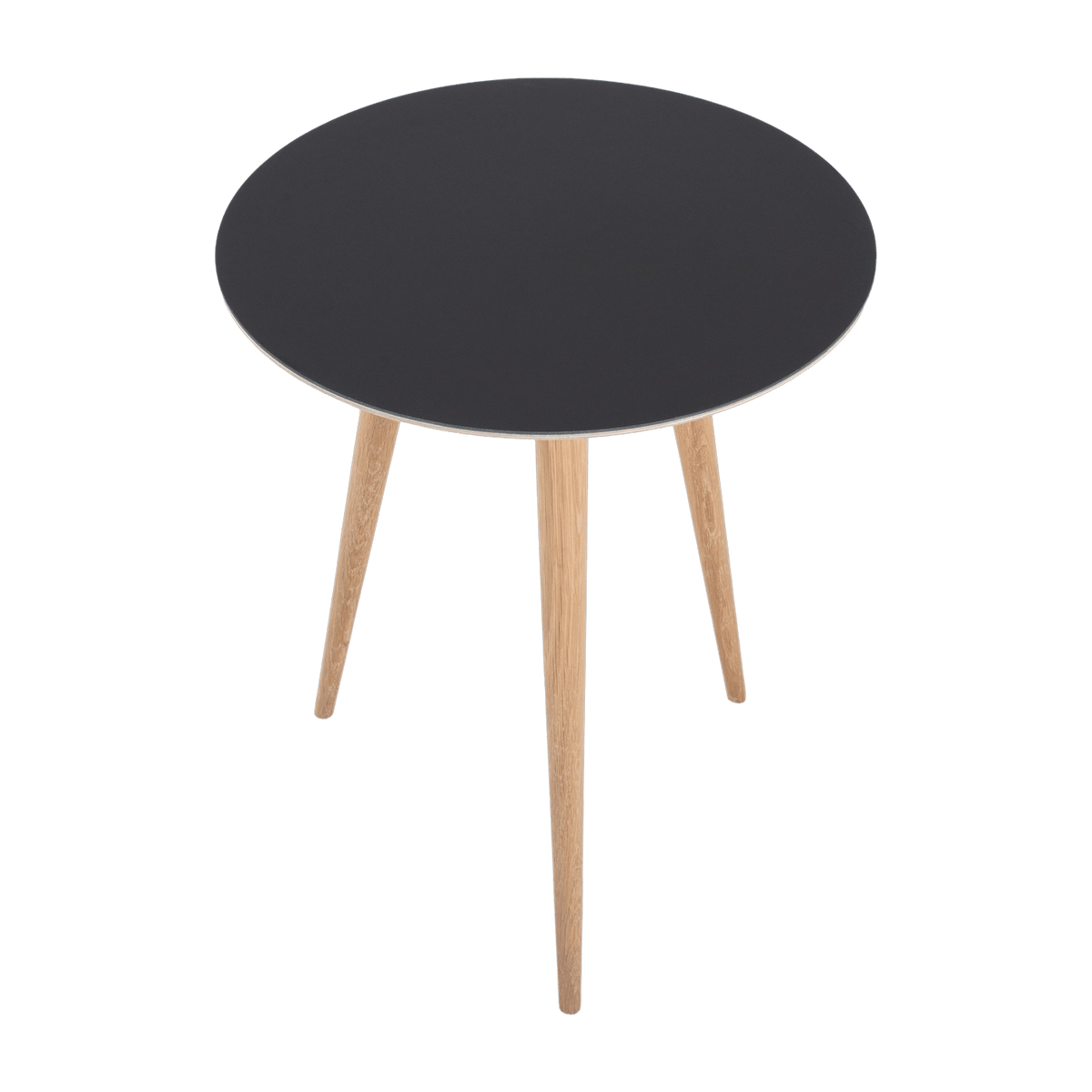 Table d'appoint ronde en chêne et plateau en linoléum noir 45 cm Arp - Gazzda - The Cool Republic