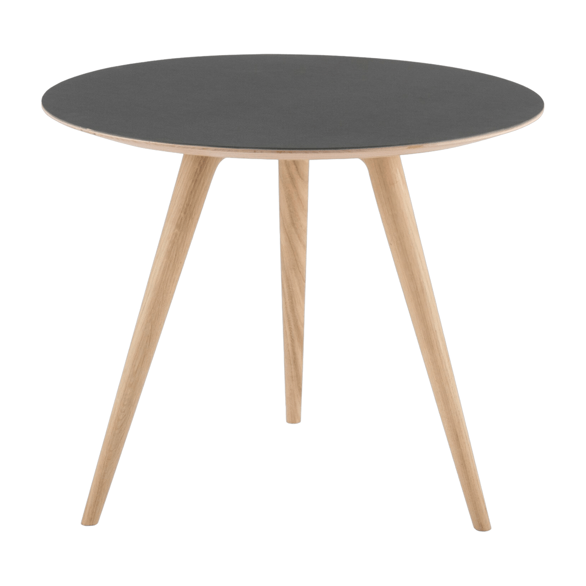 Table d'appoint ronde en chêne et plateau en linoléum noir 55 cm Arp - Gazzda - The Cool Republic
