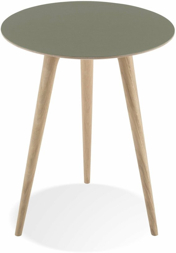 Table d'appoint ronde en chêne et plateau en linoléum olive foncé 45 cm Arp - Gazzda - The Cool Republic
