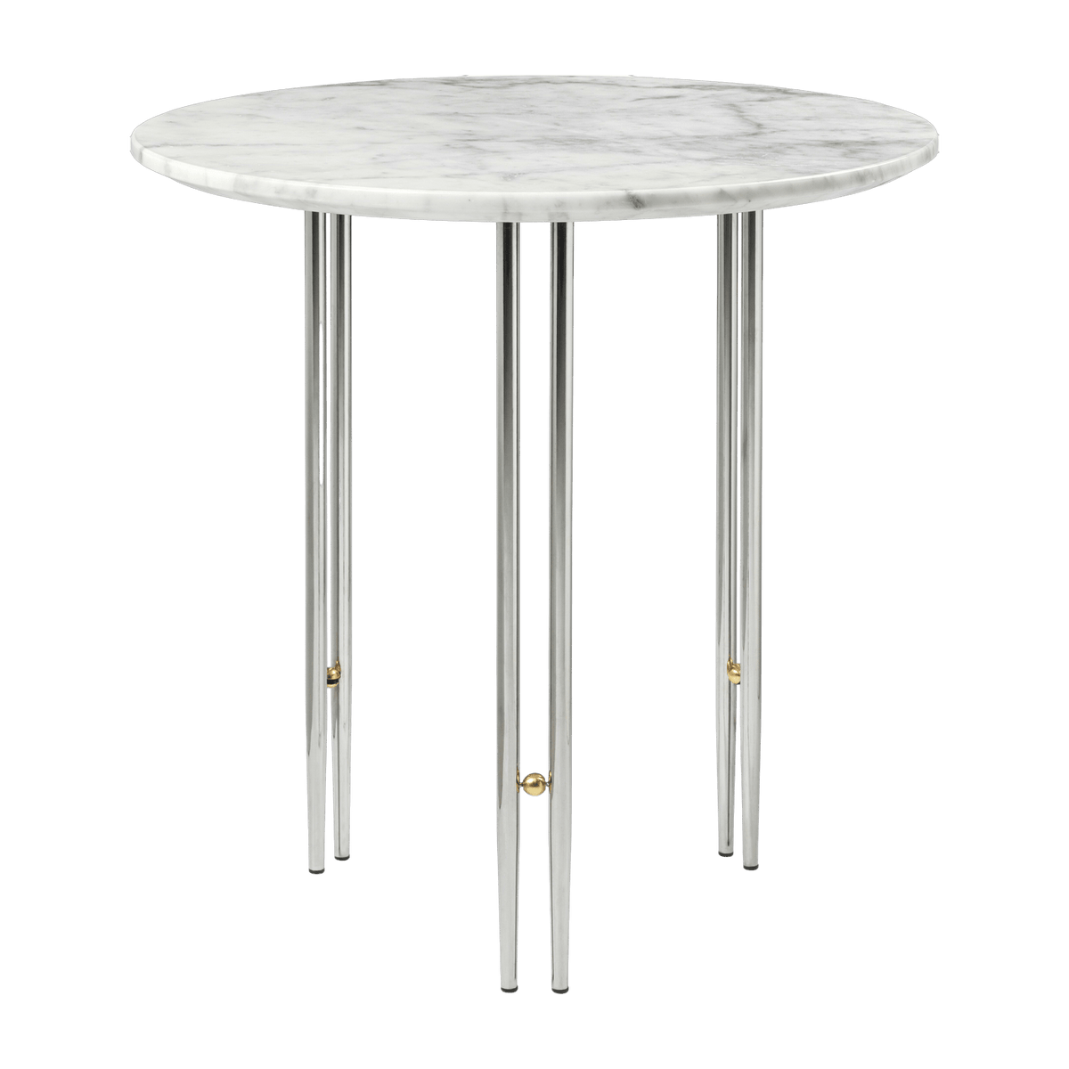 Table d'appoint ronde en marbre blanc et base chromée 50 cm IOI - Gubi - The Cool Republic
