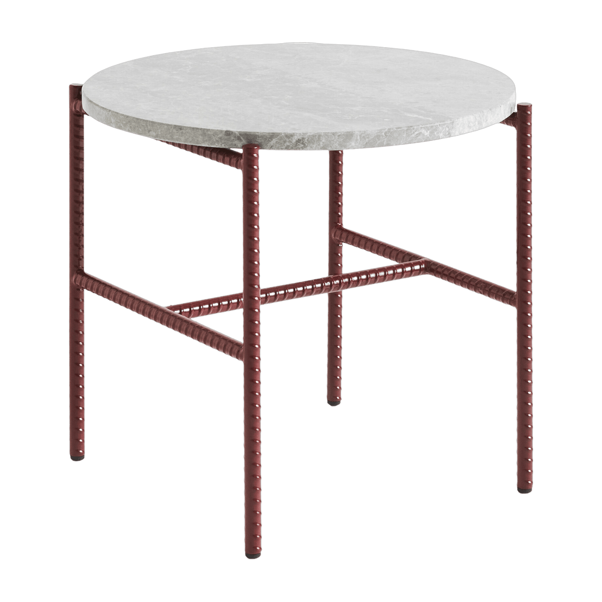 Table d'appoint ronde en marbre et piètement en acier rouge 40 cm Rebar - Hay - The Cool Republic