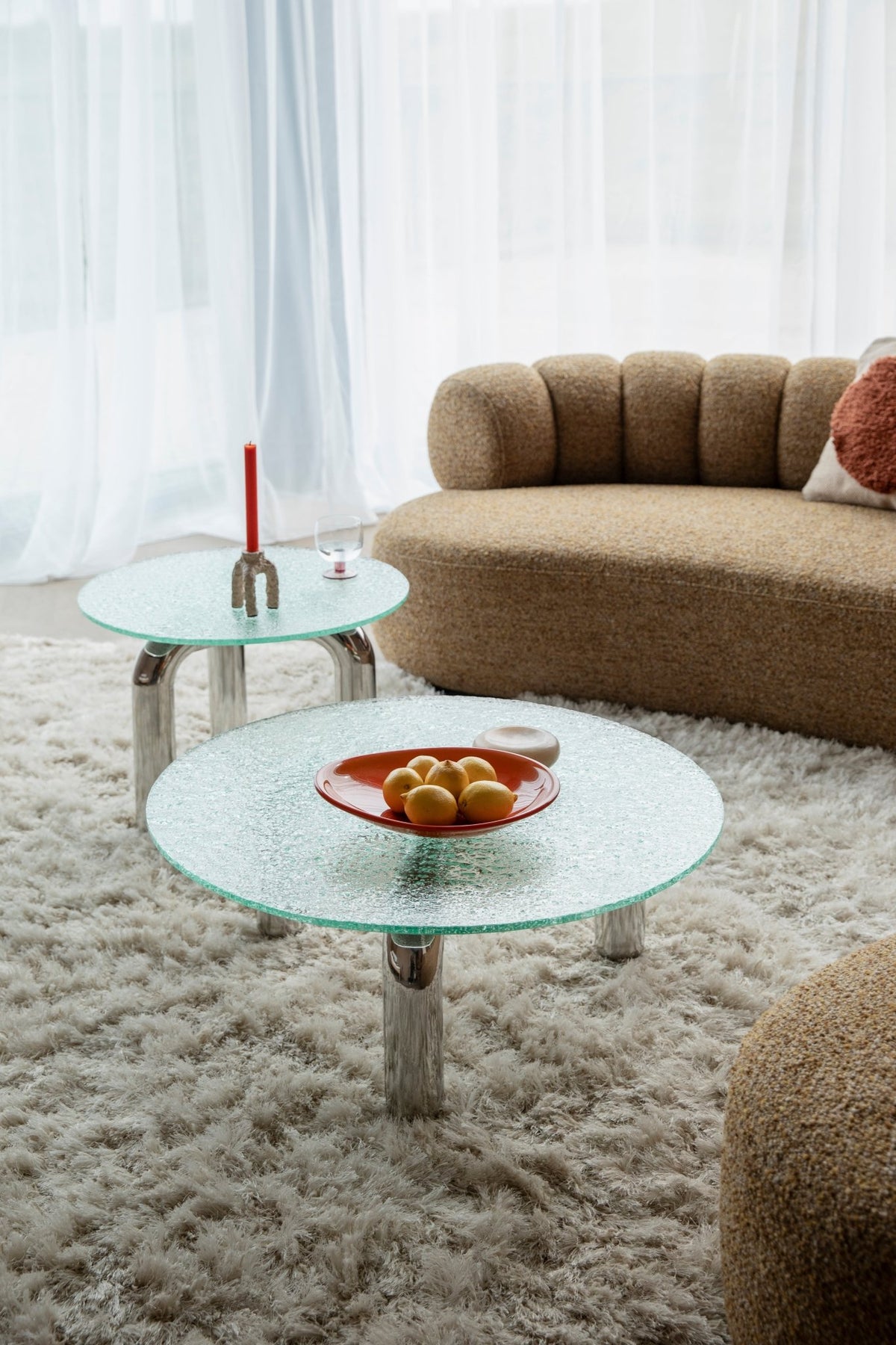 Table d'appoint ronde en verre trempé et acier chromé 60cm Marly - Dutchbone - The Cool Republic