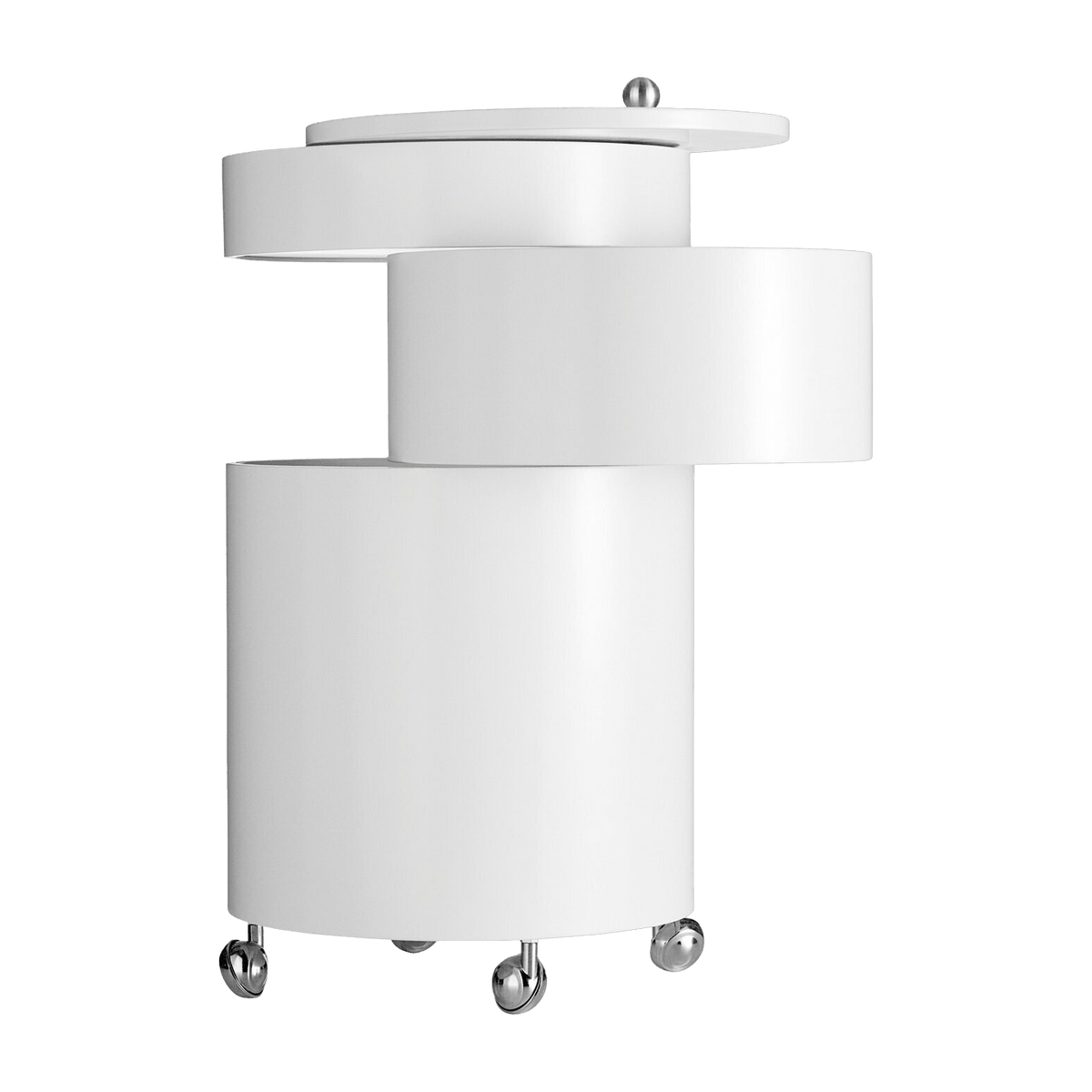 Barboy white molded wood side table on wheels - Verpan - The Cool Republic